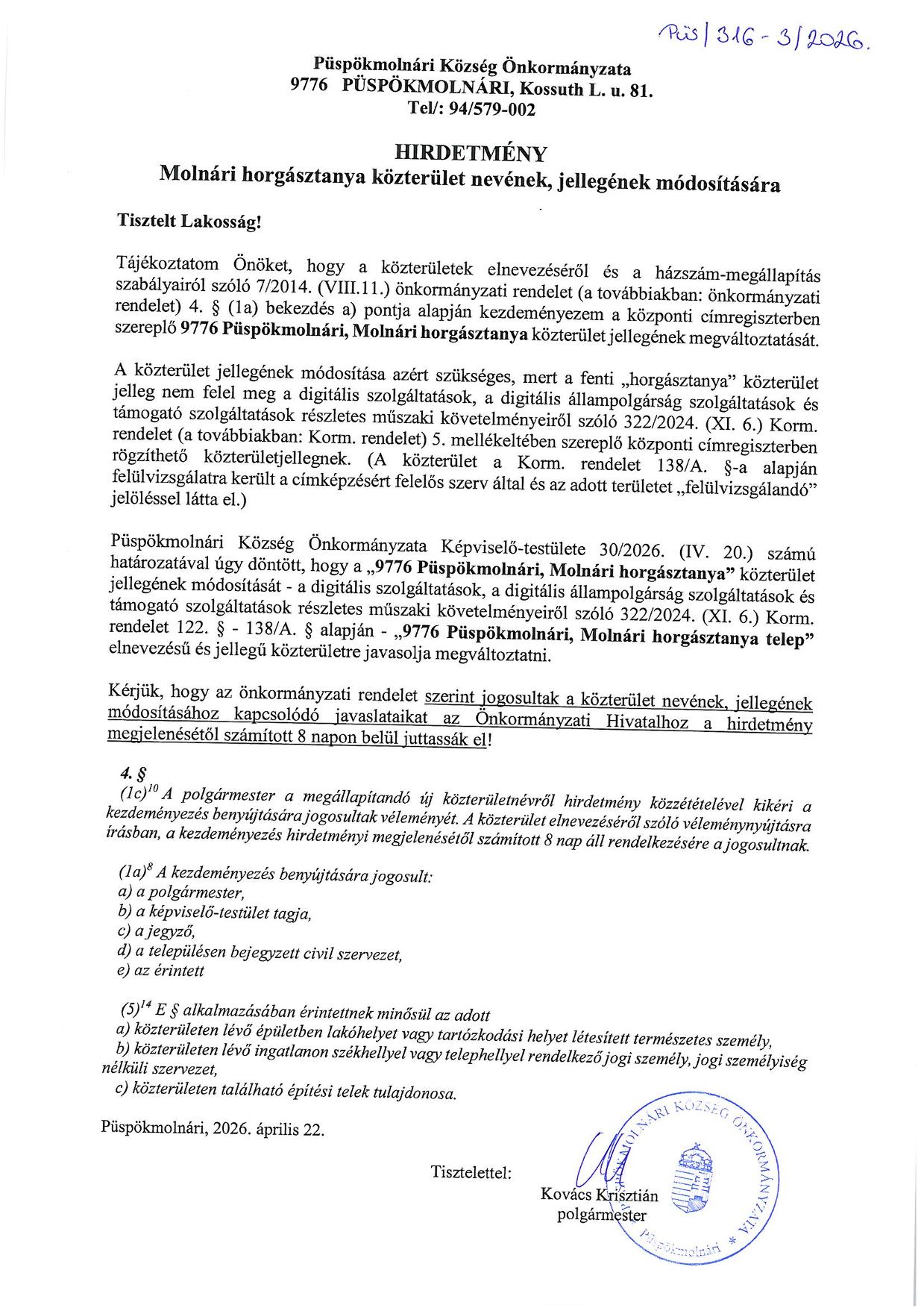 Hirdetmény 1