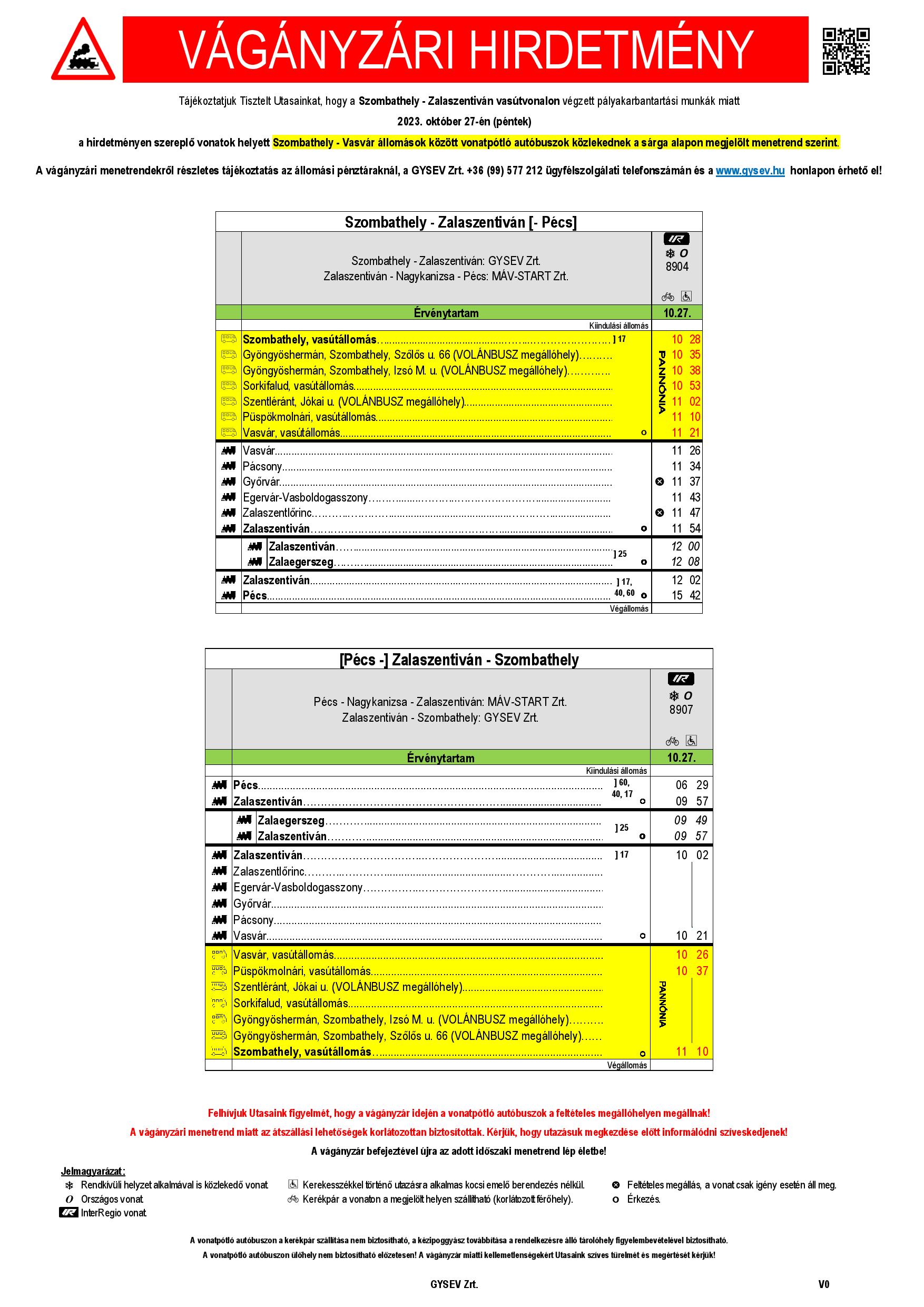 Vágányzári hirdetmény 2023.10.27 Szombathely Vasvár 17 vonali hirdetménye page 001
